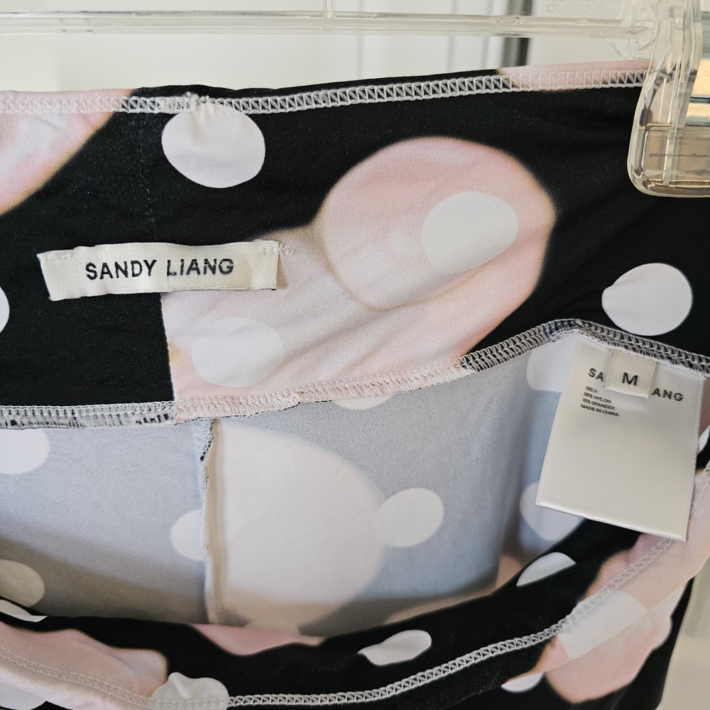 Sandy Liang Black Wide-Leg Polka Dot & Pastel Shell Print Pants - Picture 7 of 7